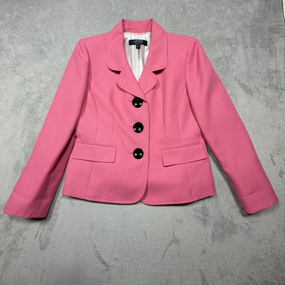 Vintage Pink Blazer Barbiecore Career 8P Y2K Office Preppy Textured Structured